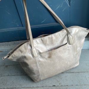 HOBO ORIGINAL “The Patty” gray distressed leather large satchel bag